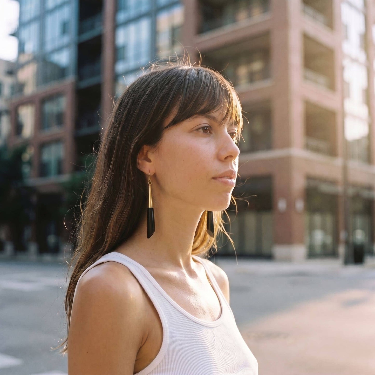 Brass & Bone Teardrop Drop Earrings | Shela