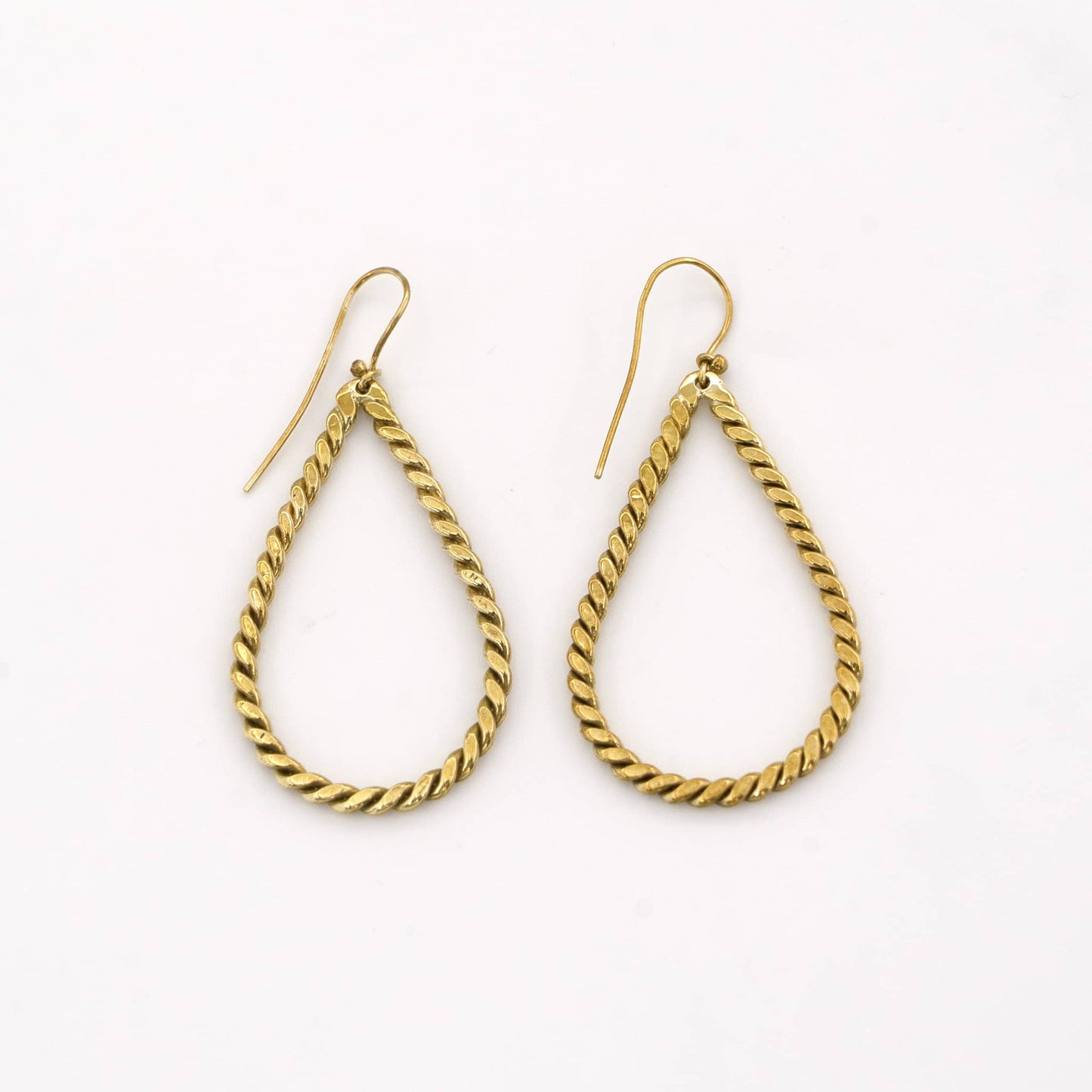 Twisted Brass Hoop Earrings for Women | Rosa
