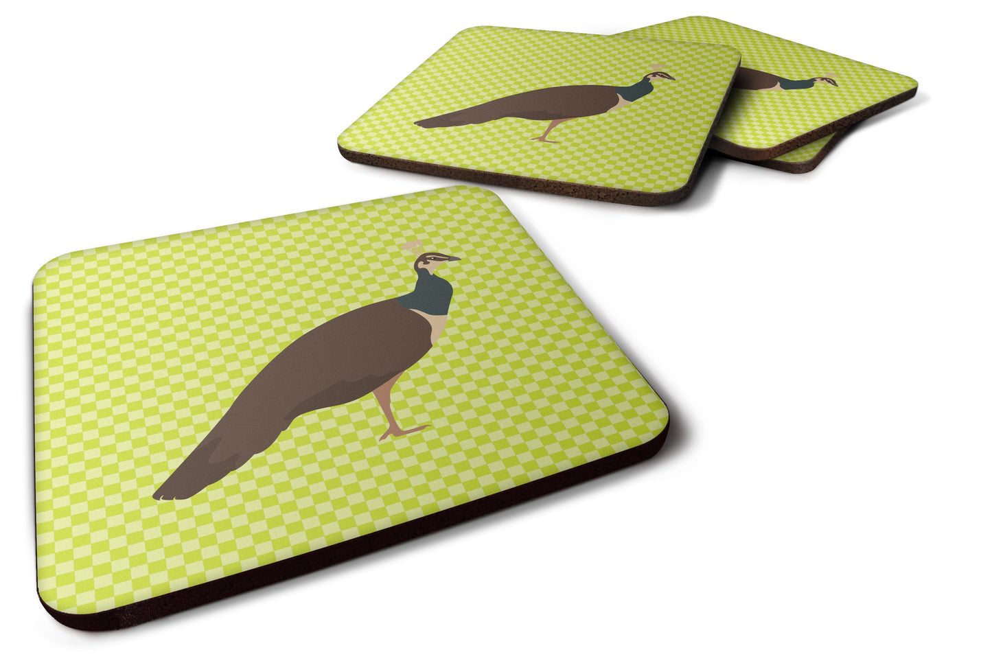 Indian Peahen Peafowl Green Foam Coaster  BB7753FC