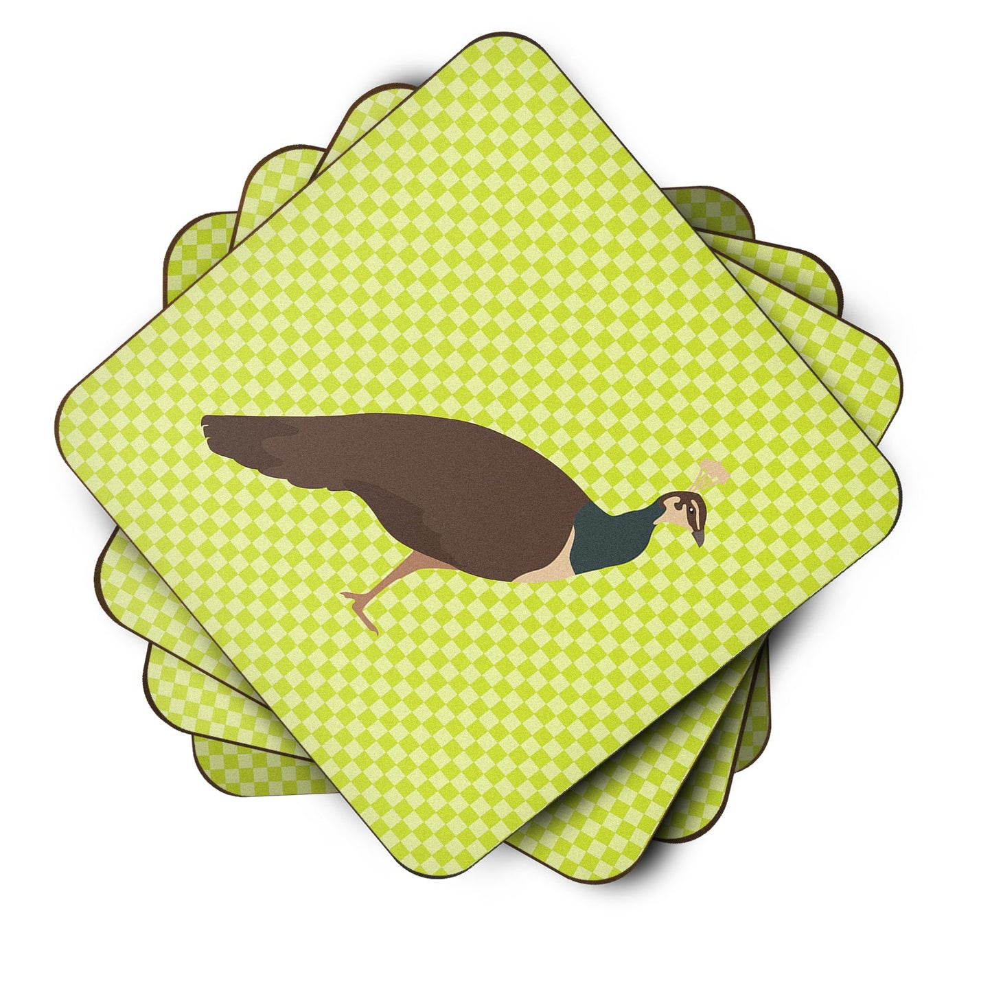 Indian Peahen Peafowl Green Foam Coaster  BB7753FC