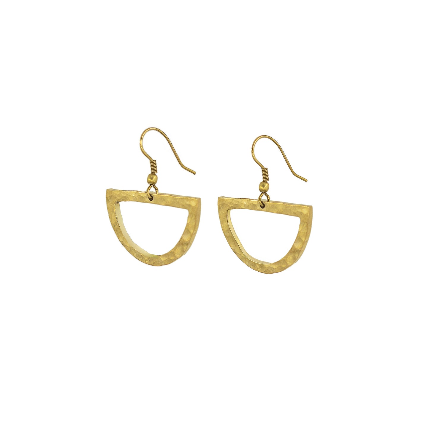 Hammered Half-Circle Open Brass Earrings | Jano