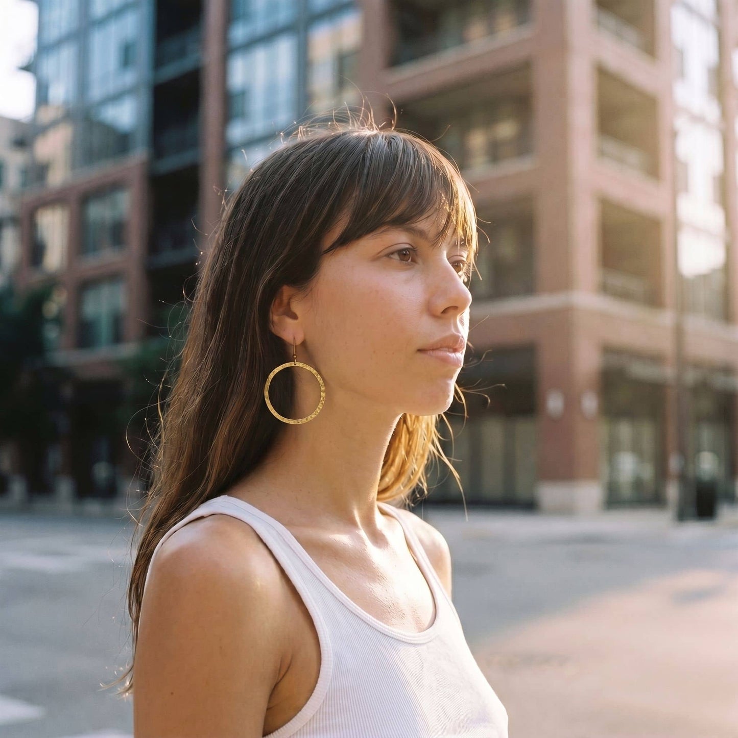 Circle Hoop Brass Earrings for Women | Sura