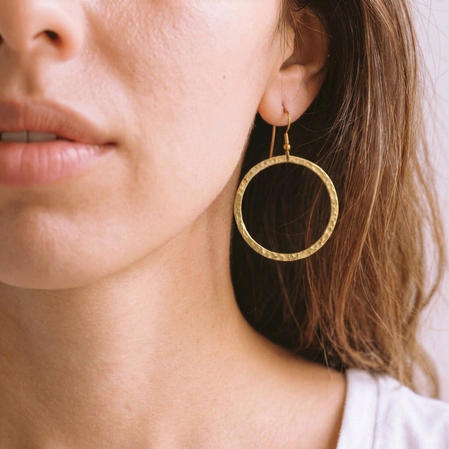 Circle Hoop Brass Earrings for Women | Sura