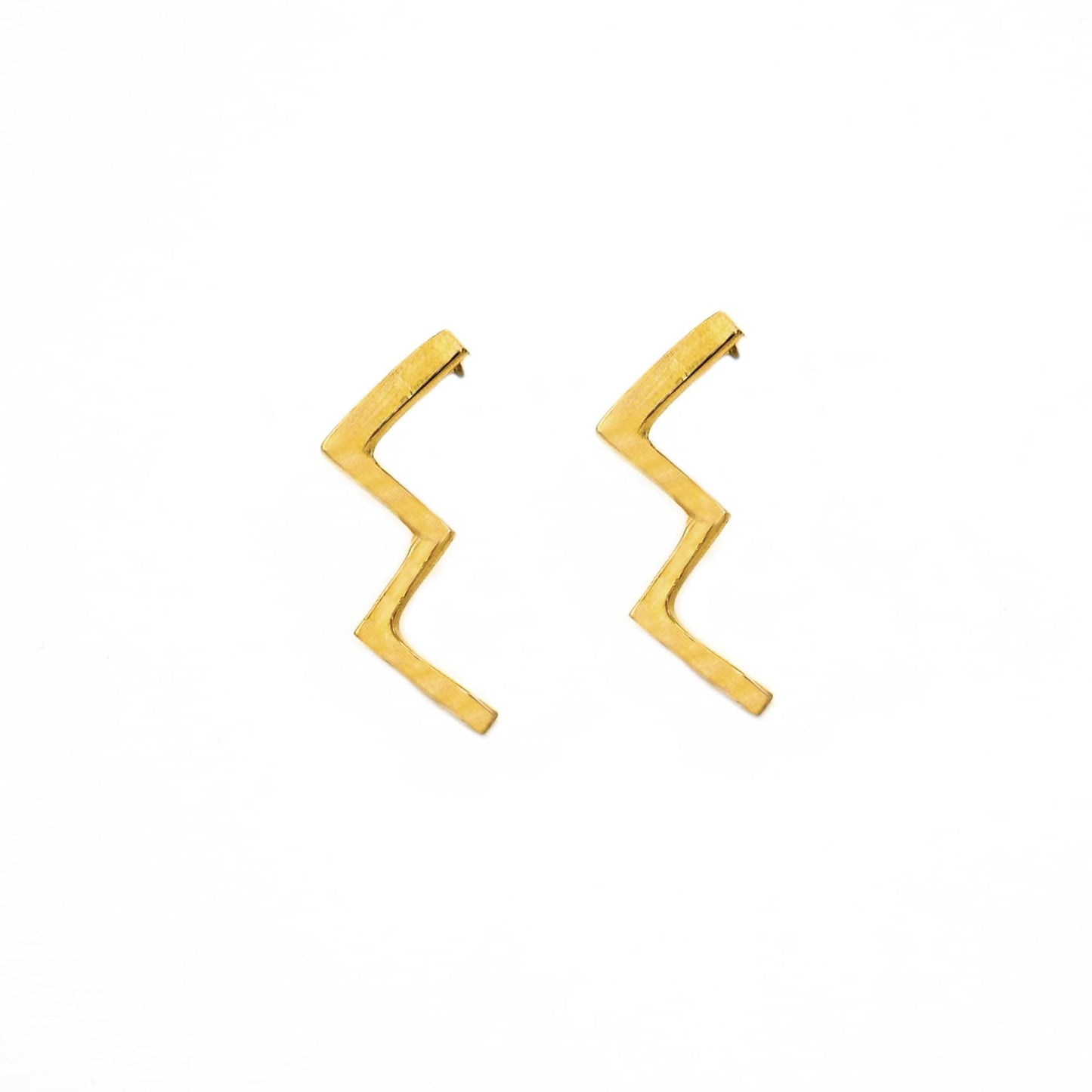 Brass Zig-Zag Post Earrings for Women | Taji
