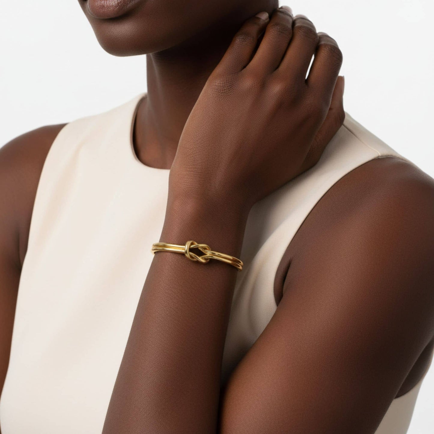Lovers Knot Brass Cuff Bracelet | Mapenzi