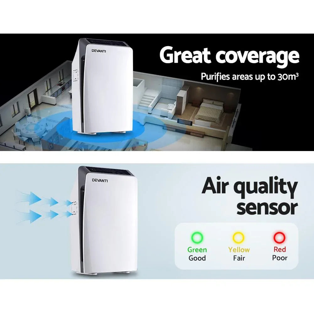 Devanti Air Purifier Purifiers HEPA Filter Home Freshener Carbon