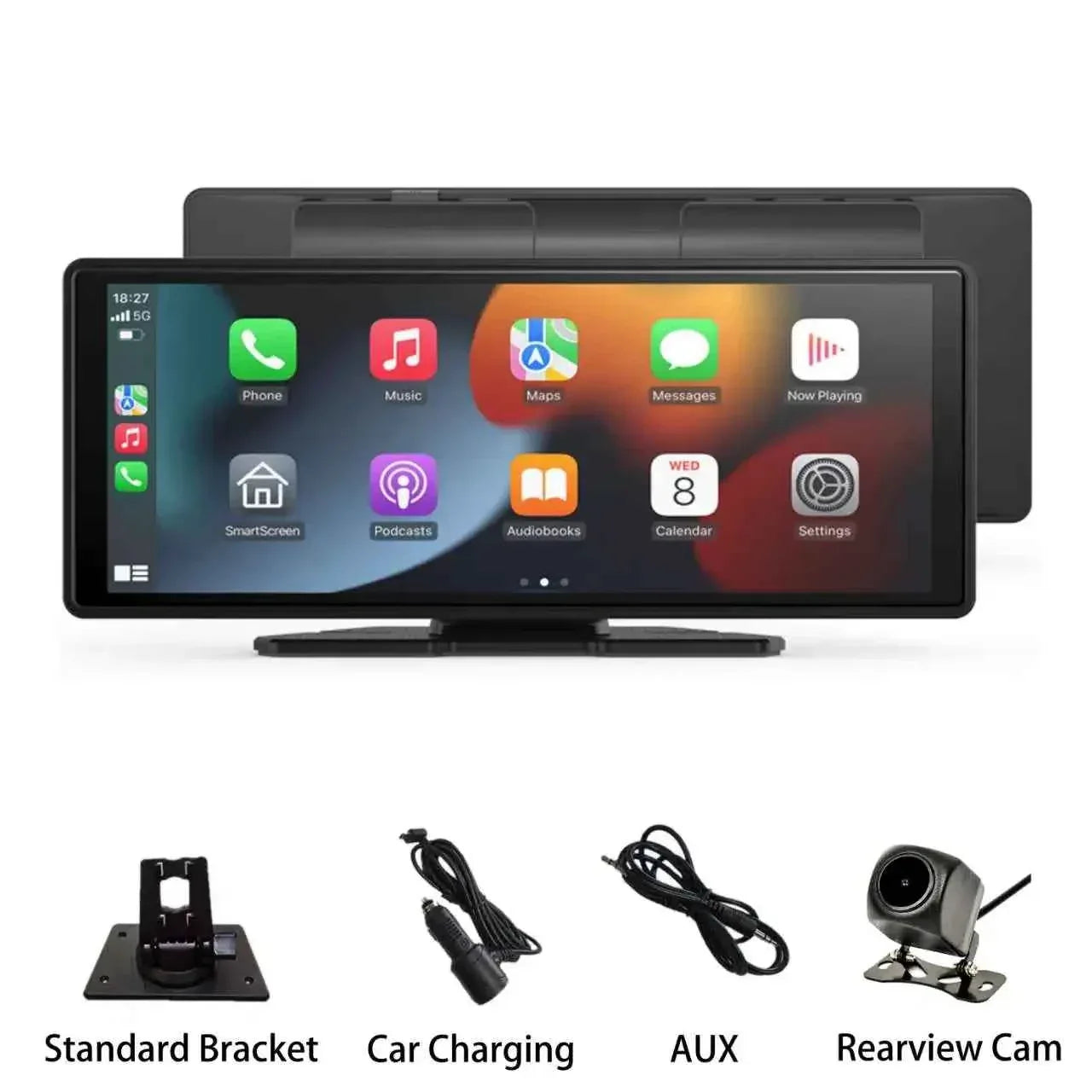 10.26" Portable Wireless CarPlay Car Stereo with HD Touchscreen, Android Auto, Mirror Link, and Backup Camera