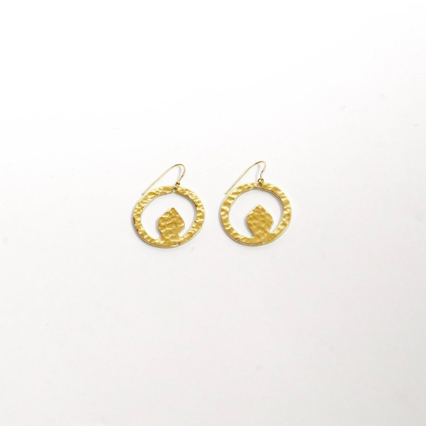 Hammered Irregular Disc Brass Earrings | Tembo