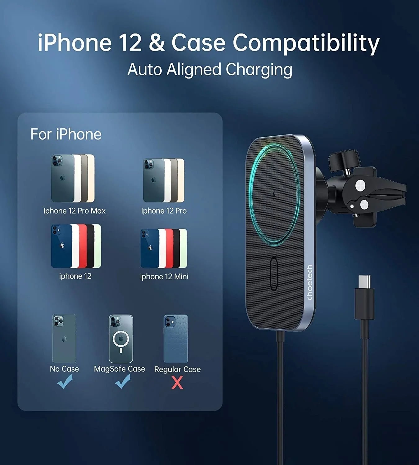 CHOETECH T200F-301 15W MagLeap Magnetic Wireless Car Charger Holder
