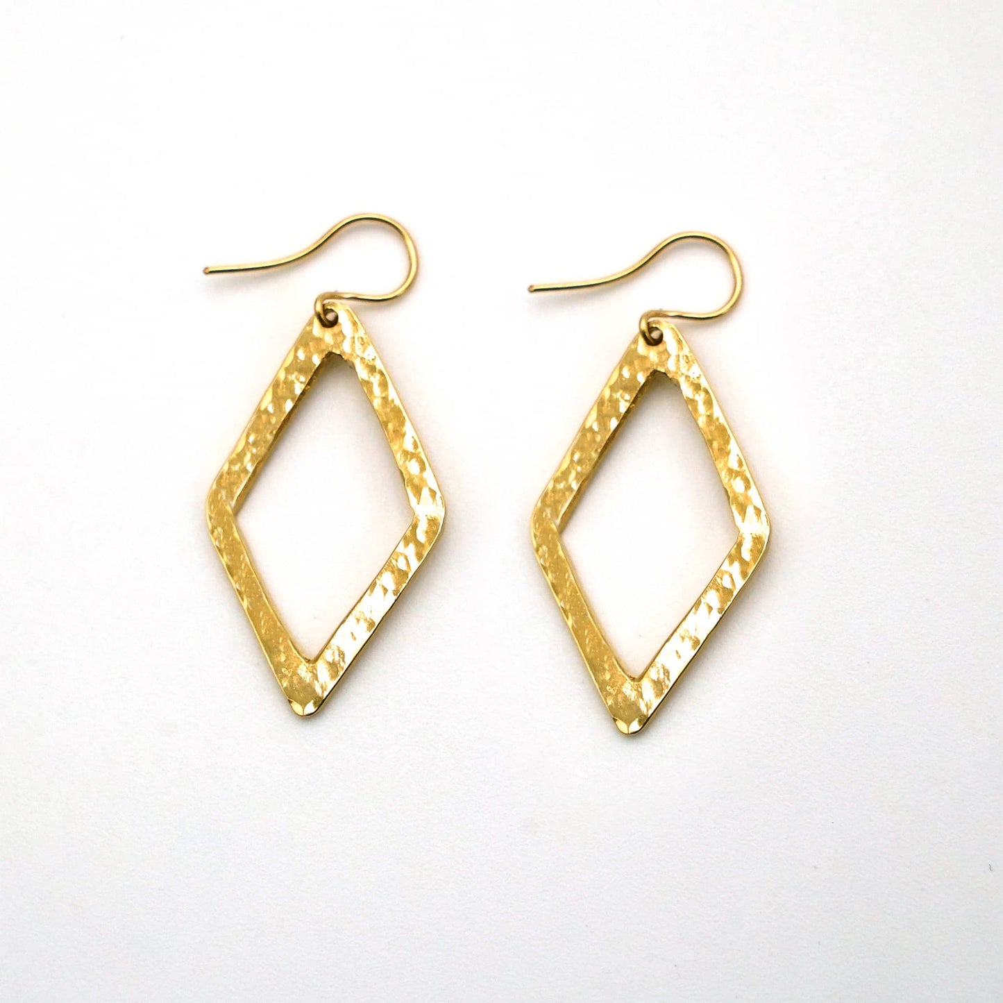 Hammered Diamond Brass Earrings | Wazi